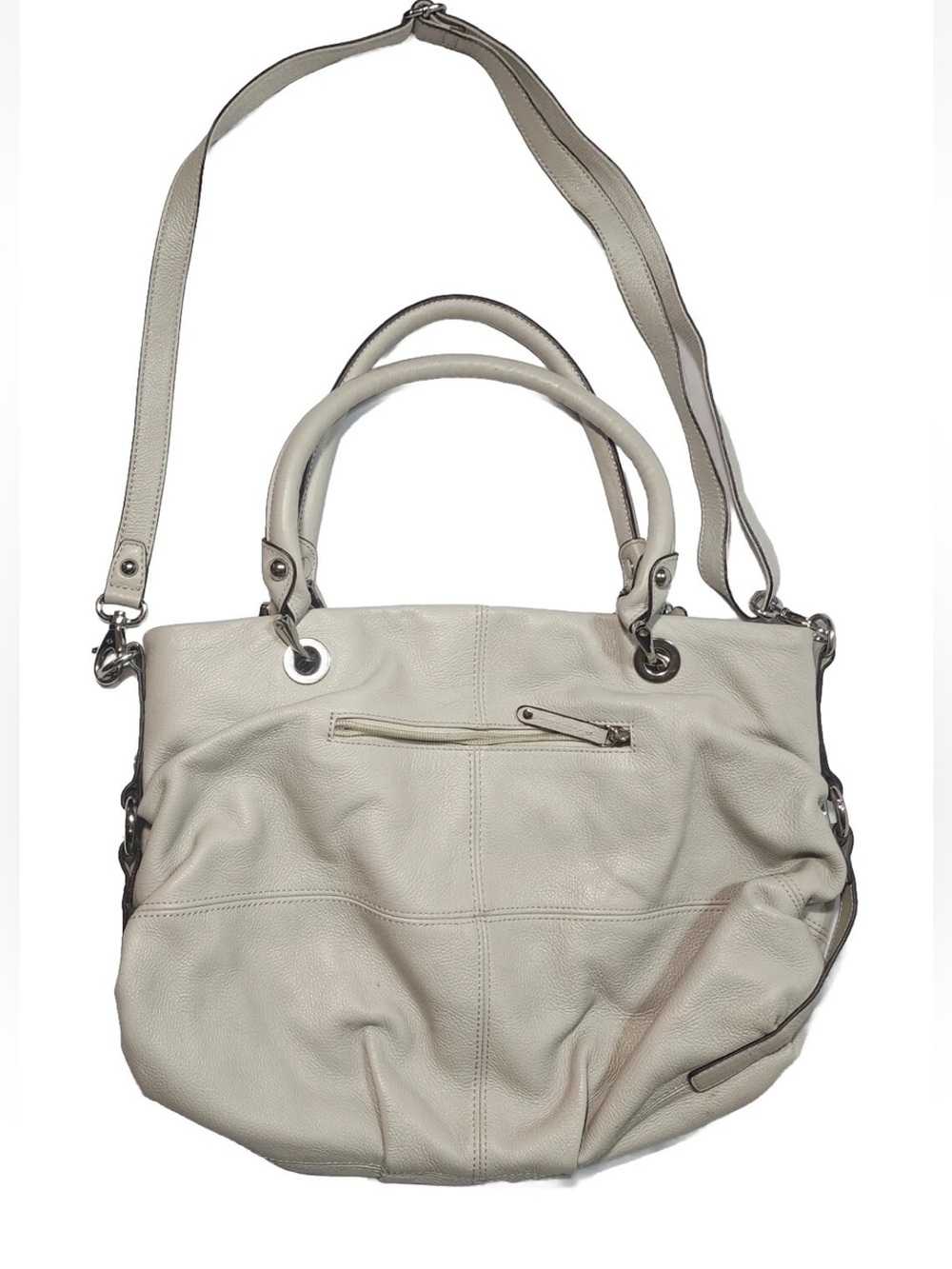 TIGNANELLO Classic Leather Tote Shoulder Bag in Light Beige OFF WHITE